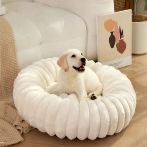 Coussin Chien Donut Blanc