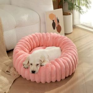 panier chien moelleux rose