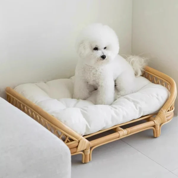 lit pour chien en rotin tressé