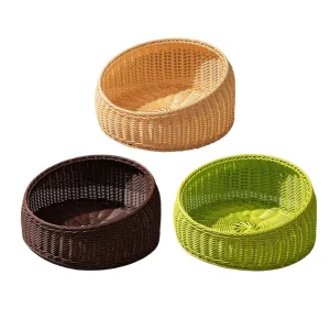 lit rond en imitation Rotin