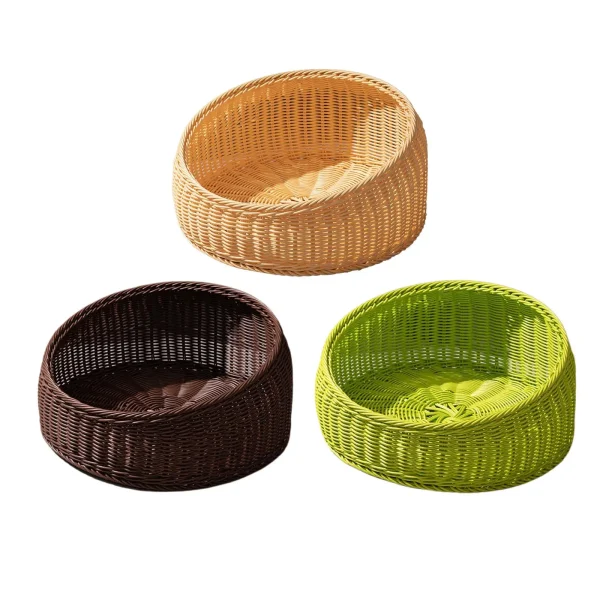 lit rond en imitation Rotin